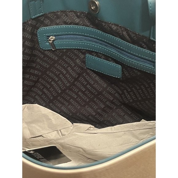 Steve Madden BQUEENIE Bisque Taupe Teal Tote Bag Purse Set NEW Rare - Picture 7 of 14